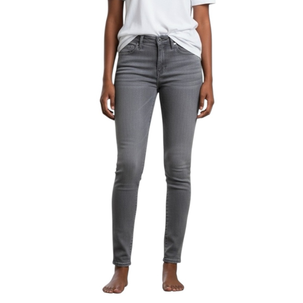 AG Adriano Goldschmied Women's Gray Skinny Lamb Leather Denim Jeans Size 26